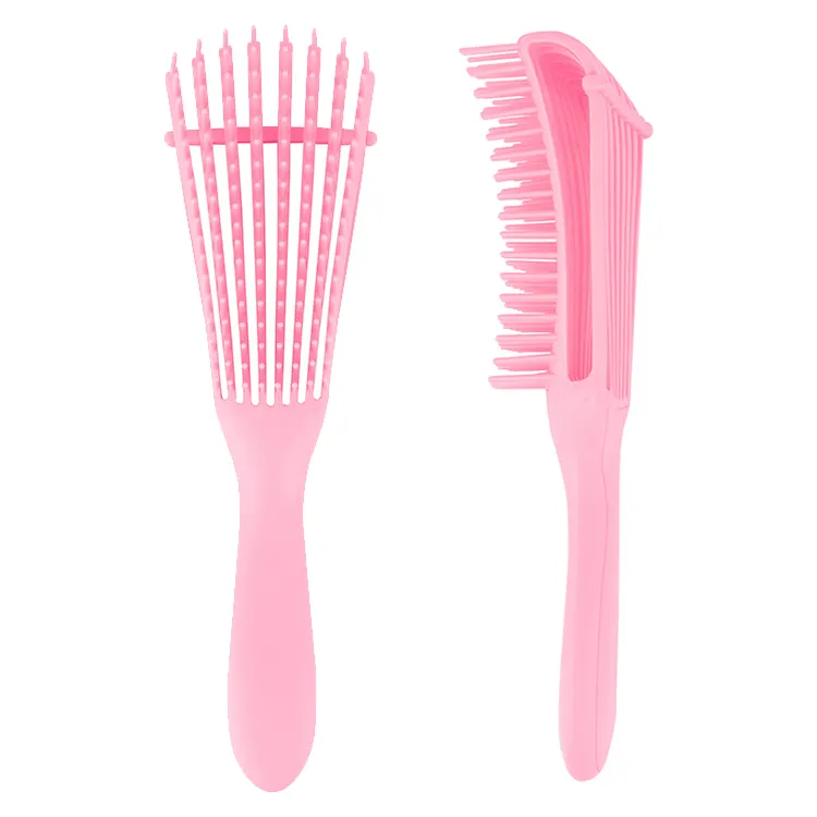 Pennello per capelli capelli ricci colore personalizzato 8 righe spazzola per capelli districante spazzola personalizzata logo personalizzato