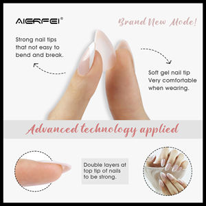 AIERFEI 30 pièces miroir <span class=keywords><strong>Chrome</strong></span> français Gel vernis à <span class=keywords><strong>ongles</strong></span> conseils court amande brillant presse sur les <span class=keywords><strong>ongles</strong></span> en gros nu <span class=keywords><strong>faux</strong></span> <span class=keywords><strong>ongles</strong></span> - Product Image 5