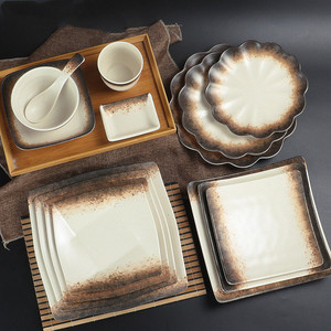 Sinh Thái Thân Thiện Với Cổ Điển Melamine Bộ Đồ Ăn Nhà Hàng Sang Trọng Không Thường Xuyên Màu Be Dao Kéo Bữa Ăn Tối Tấm - Product Image 3