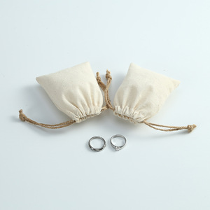 Drawstring Jewelry Bags Off White Cotton Linen Fabric 8x10cm 15x20cm Rectangular Storage Pouches For <b>Rings</b> And Accessories - Product Image 1