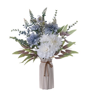 Bouquet de dahlias artificiels CallaFloral, fleurs blanches et bleues mélangées, décoration de mariage, décoration de la maison, arrangement réglable - Product Image 5