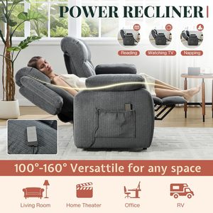 Sofá Eléctrico Reclinable de Tres Plazas Jocisland de 78 Pulgadas, Color Gris Oscuro |   Sillón Reclinable <span class=keywords><strong>160</strong></span> con Diseño de Doble Respaldo y Bolsillos Laterales de Almacenamiento, Tapizado en Felpa - Product Image 3