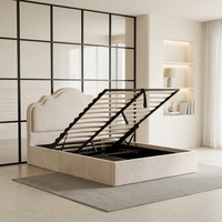Tête de lit capitonnée en velours, style moderne, design durable 2026, en plastique, tailles King, Queen, Twin, multifonctionnelle avec rangement à vérin à gaz, économique
