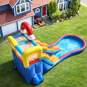 Tobogán Acuático Inflable <span class=keywords><strong>con</strong></span> Temática Arcoíris para Jardín, Combo Inflable <span class=keywords><strong>con</strong></span> Pared de Escalada, <span class=keywords><strong>Piscina</strong></span> de Pelotas, Juego de Lanzamiento de Anillos y Canasta de Baloncesto - Product Image 2