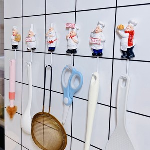 Chef Resin <b>Hooks</b> Wall Mounted Punch Free Strong Adhesive <b>Kitchen</b> Storage <b>Hooks</b> For Utensils - Product Image 1