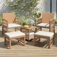 Modernes Rattan-Sofa mit Kissen, Garten-Loungeset aus Korbgeflecht, Outdoor-Möbelset mit 2 Sesseln