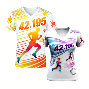 T-shirts pour hommes en polyester 100% personnalisés avec logo OEM, vente en gros, unisexe, amples, respirants, à séchage rapide, sublimation, pour la course à pied - Product Image 1