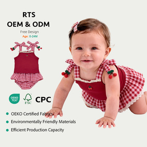 Conjunto de <span class=keywords><strong>Ropa</strong></span> de Verano para Bebés Niñas Angou, Mono Informal de Algodón con Cierre de Botones, Pantalones Triangulares Lisos para Niños, <span class=keywords><strong>Ropa</strong></span> Dulce para Bebés - Product Image 1