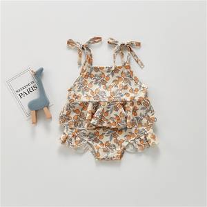 Traje de baño personalizado con logotipo para niñas, conjunto de <span class=keywords><strong>Bikini</strong></span> con estampado Floral de limón y volantes, traje de baño para niños pequeños - Product Image 2