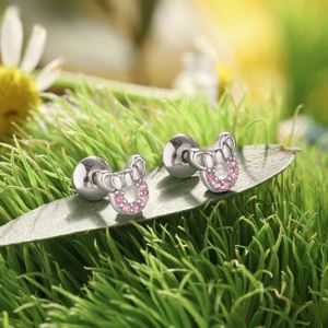 Dylam New Arrival Hypoallergenic Nickel Free 925 Sterling <b>Silver</b> Kid Children 5A CZ Cubic Zirconia Tiny Mouse <b>Stud</b> <b>Earrings</b> - Product Image 2
