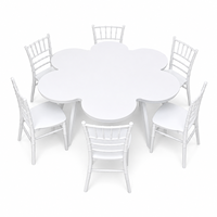 Ensemble de table et chaises pliantes légères en bois en forme de fleur pour fêtes d'enfants, événements d'anniversaire, fêtes en plein air et location