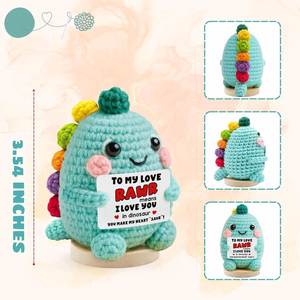 Emotional Inspirational Positive Support Dinosaur Crochet Handmade Dino Anniversary Valentines Birthday Gifts <b>Desk</b> Home Decor - Product Image 3
