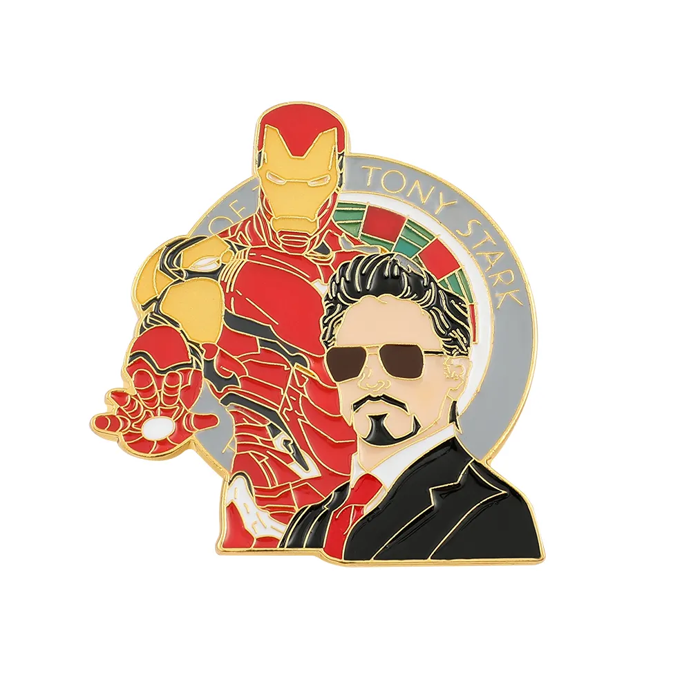 Hot Anime Marvel Style Metal Brooch Tony Stark Cartoon Cosplay Super Hero Clothing Accessory For Marvel Fans Gifts