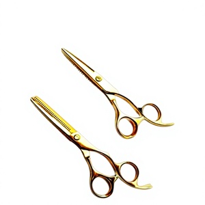Ciseaux de coiffure professionnels pour droitiers ASAP 6 pouces, écologiques, en acier, avec lame droite, personnalisés, rose doré, manche long, pour salon et usage domestique - Product Image 1
