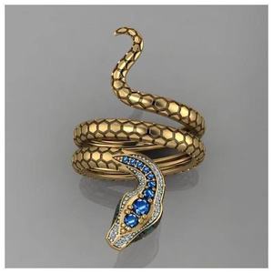 Guantang 2022 Anillos de Serpiente Retro Punk con Piedra CZ Azul, Nuevos Anillos de Serpiente Enrollados Punk para Fiesta, para Hombres y Mujeres - Product Image 5