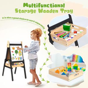 Chevalet d'art pour enfants avec rouleau de papier, pliable en bois pour les tout-petits, tableau noir - Product Image 4