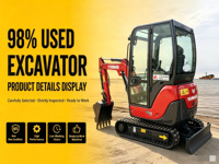 Mini-excavatrice Yanmar VIO17 d'occasion 100% d'origine japonaise, zéro recul, 1,7 tonne, moteur Yanmar, cabine fermée avec climatisation, prix bas