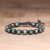 Bracelet en onyx noir naturel, œil de tigre, lapis-lazuli, fait main, tressé, réglable, pour homme, bijoux en gros