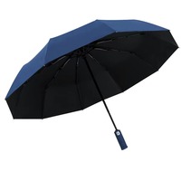Parapluie d'affaires pliant à contrôle semi-automatique pour adulte Lampe de poche de nuit à lumière LED rotative Parasol Cadeau d'affaires de nuit