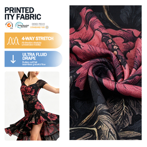 ผ้าถักพิมพ์ลายดิจิทัลคุณภาพสูงแบบยืดได้ 4 ทิศทาง สำหรับชุดเดรส - Product Image 1