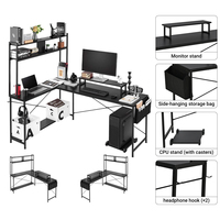 Mesa de Computadora Gaming en Forma de L Escritorio de Estudio para Jugador de PC con Estantería para Oficina en Casa