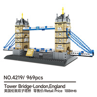 BEBRICKS Serie de Construcción de Edificios Wange 4219 Tower Bridge Londres Inglaterra, Bloques de Construcción de Juguete, Puente de Edificio Famoso