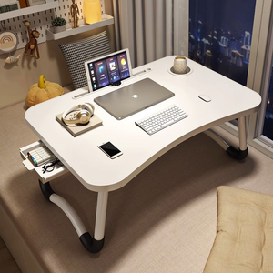लैपटॉप डेस्क, टैबलेट स्लॉट के साथ बिस्तर टेबल ट्रे और कप धारक bjflamingo तह प्लेट भंडारण दराज के साथ - Product Image 2