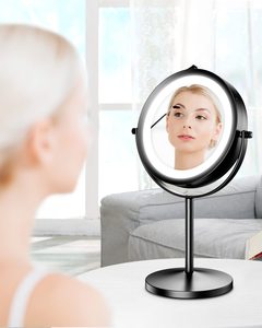 7 pulgadas <span class=keywords><strong>360</strong></span> rotación soporte <span class=keywords><strong>espejo</strong></span> Led doble cara escritorio maquillaje <span class=keywords><strong>espejo</strong></span> - Product Image 1