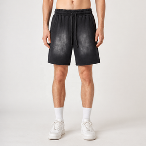 <span class=keywords><strong>Pantaloncini</strong></span> Cargo Sportivi in Cotone Pesante Personalizzati all'Ingrosso, Stile <span class=keywords><strong>Streetwear</strong></span>, con Coulisse, Lavaggio Acido - Product Image 1