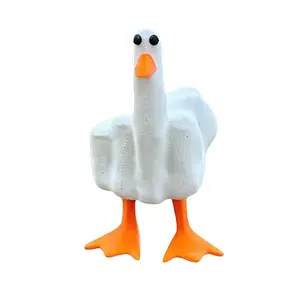 Home Desk Office Garden Duckling Statue decoration resin Middle Finger Duck You Figurine Statue