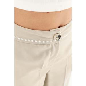 Women's Soul Brand Beige Wide Leg Pants with Embroidered Waist Detail for Casual and Elegant Wear, Sizes S-XL - Product Image 6