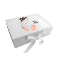 Emballage en carton pliable personnalisé rose de luxe ruban sérigraphie papier durable expédition magnétique boîte-cadeau pliante