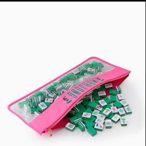 Sac de rangement Mahjong grande capacité personnalisé, motif lettres multicolores vert, fermeture éclair résistante à l'eau, portable - Product Image 5