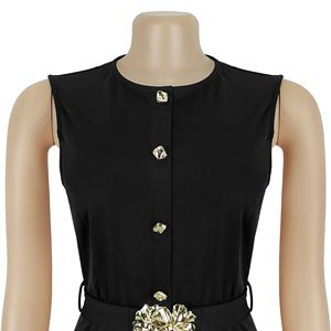 Vestido Midi Casual de Verano 2026 con Cuello Redondo, Cierre de Botones y Cremallera Trasera, Sin Mangas, con Bolsillo, para <span class=keywords><strong>Mujer</strong></span> - Product Image 4