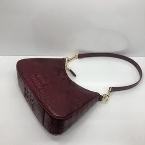 Sac à bandoulière pour femme tendance, 100% cuir de crocodile, fermeture à glissière, bandoulière simple, couleur bordeaux, toutes saisons, usage quotidien - Product Image 4