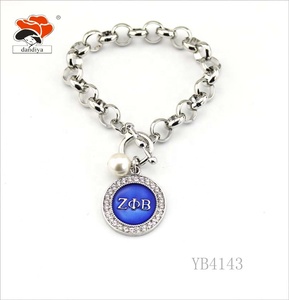 Ciondolo rotondo bracciale a maglie con strass gioielli Sorority greca e prodotti della fraternità per DST AK DELTA ZETA - Product Image 5