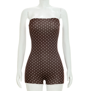 Viviblook D26RP192 Mono Sexy sin Mangas para Mujer, Estampado de Puntos, Color Contrastante, sin Tirantes, de una Pieza - Product Image 2
