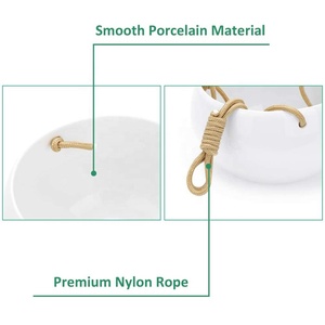 Jardinière <span class=keywords><strong>suspendue</strong></span> en céramique de 8 pouces pour l'intérieur et l'extérieur, pot de fleurs de Bohème, panier suspendu en porcelaine blanche, <span class=keywords><strong>corde</strong></span> en polyester pour le jardin - Product Image 4