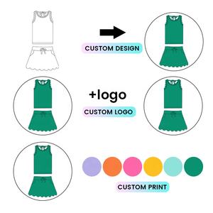 Kerui meisjes sportkleding op maat gemaakte kleur golfdesign <span class=keywords><strong>fitness</strong></span> yoga set kindermeisjes mouwloze outfits met twee zakken tennissets - Product Image 3