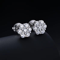 Anting-anting stud moissanite bunga VVS perak sterling 925 dengan sertifikat GRA, berlian imitasi 6,5-12mm, perhiasan mewah untuk wanita