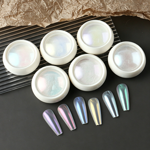 Poudre Chrome Effet Clair de Lune Professionnelle - Pigment Irisé Aurore pour Finition Miroir - Poudre Chrome Nacré Blanc pour <span class=keywords><strong>Ongles</strong></span> - Product Image 5