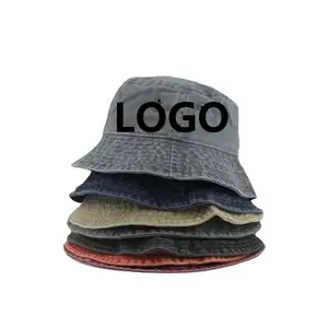 Mode 7 Farben gewaschene Baumwolle Fischer hut Faltbare reine Farbe Custom Bucket Hat