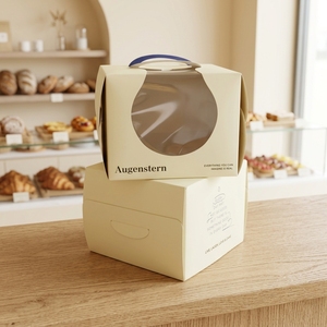 Cajas de Regalo de Cartón con Ventana Transparente Personalizadas al por Mayor, Diseño Portátil, Estampado en Caliente y Relieve Personalizados para Pasteles, Repostería y Panadería - Product Image 6