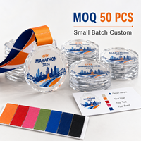 Médailles de récompense personnalisées en acrylique transparent avec impression UV et gravure laser, avec ruban