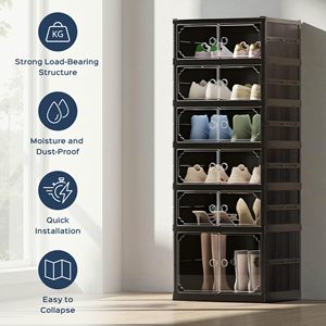 Black Portable Plastic Shoe Cabinet One-Piece Easily Installed Plastic Shoe Cabinet Custom Logo Plastic Shoe Cabinet - Product Image 5