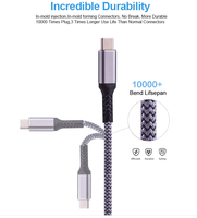 Cable personalizado de fábrica 20Gbps 100W tipo C 4K Video Cable de alta compatibilidad para estación de acoplamiento/MacBook/teléfono/portátil