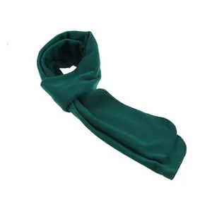 Wholesale cheap plain color customized logo solid color green unisex polyester winter soft warmly polar fleece scarf