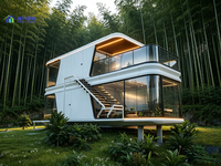 Maison capsule spatiale à deux étages de 20 pieds, plan duplex, fenêtres panoramiques pour usage hôtelier et de villégiature