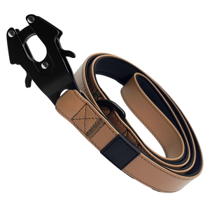 Laisse tactique pour chien Tan en cuir PU avec poignée rembourrée, clip grenouille en métal, anneau en D pour l'entraînement en extérieur, personnalisation disponible - Product Image 2