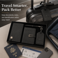 Ensemble cadeau d'affaires personnalisé : Carnet en cuir PU, porte-passeport, étiquette de bagage et stylo pour le voyage